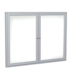 Ghent 2 Door Enclosed Porcelain Whiteboard, Magnetic, Satin Aluminum Frame, 3'H x 4'W (GHE - PA23648M - M1) - SchoolOutlet