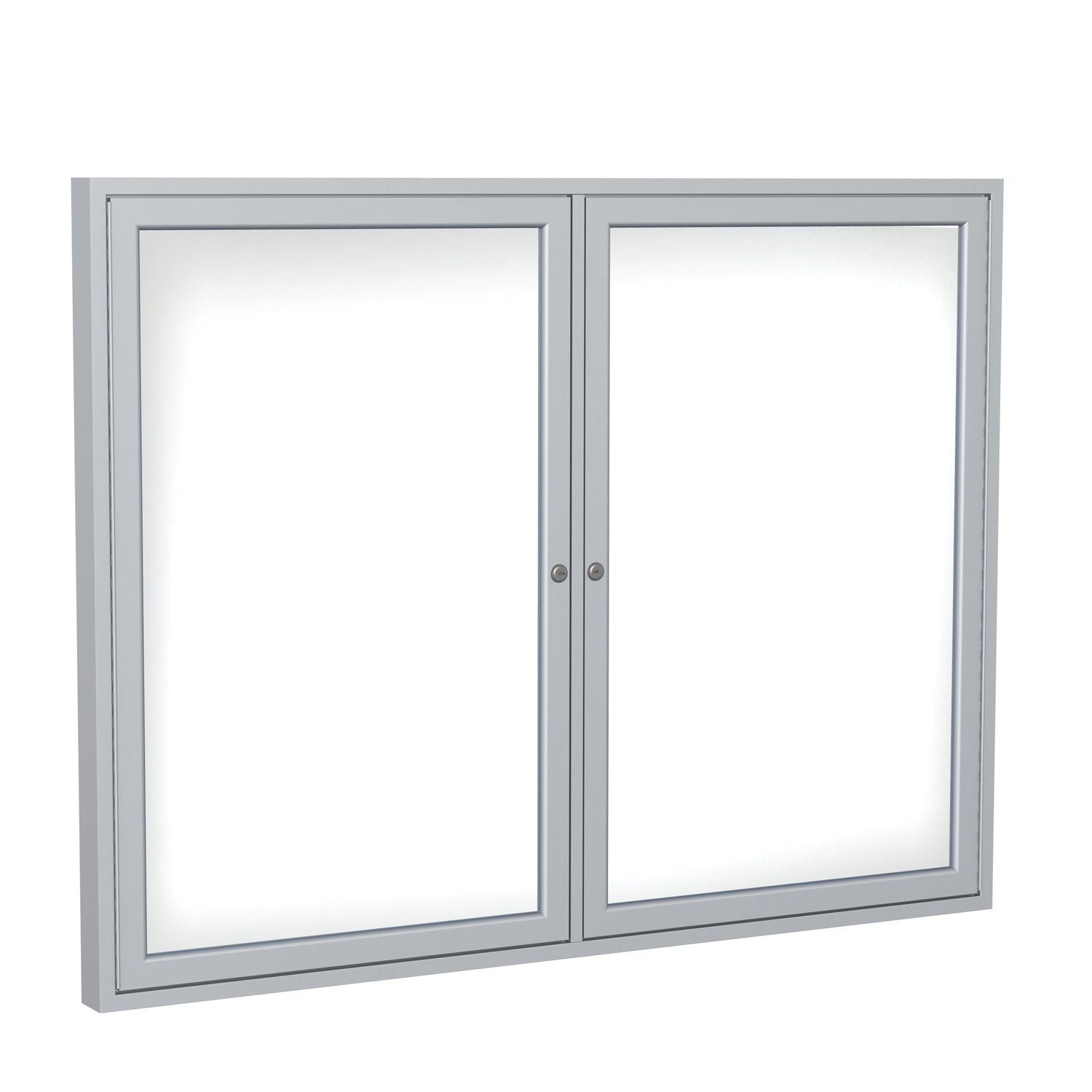 Ghent 2 Door Enclosed Porcelain Whiteboard, Magnetic, Satin Aluminum Frame, 3'H x 4'W (GHE - PA23648M - M1) - SchoolOutlet