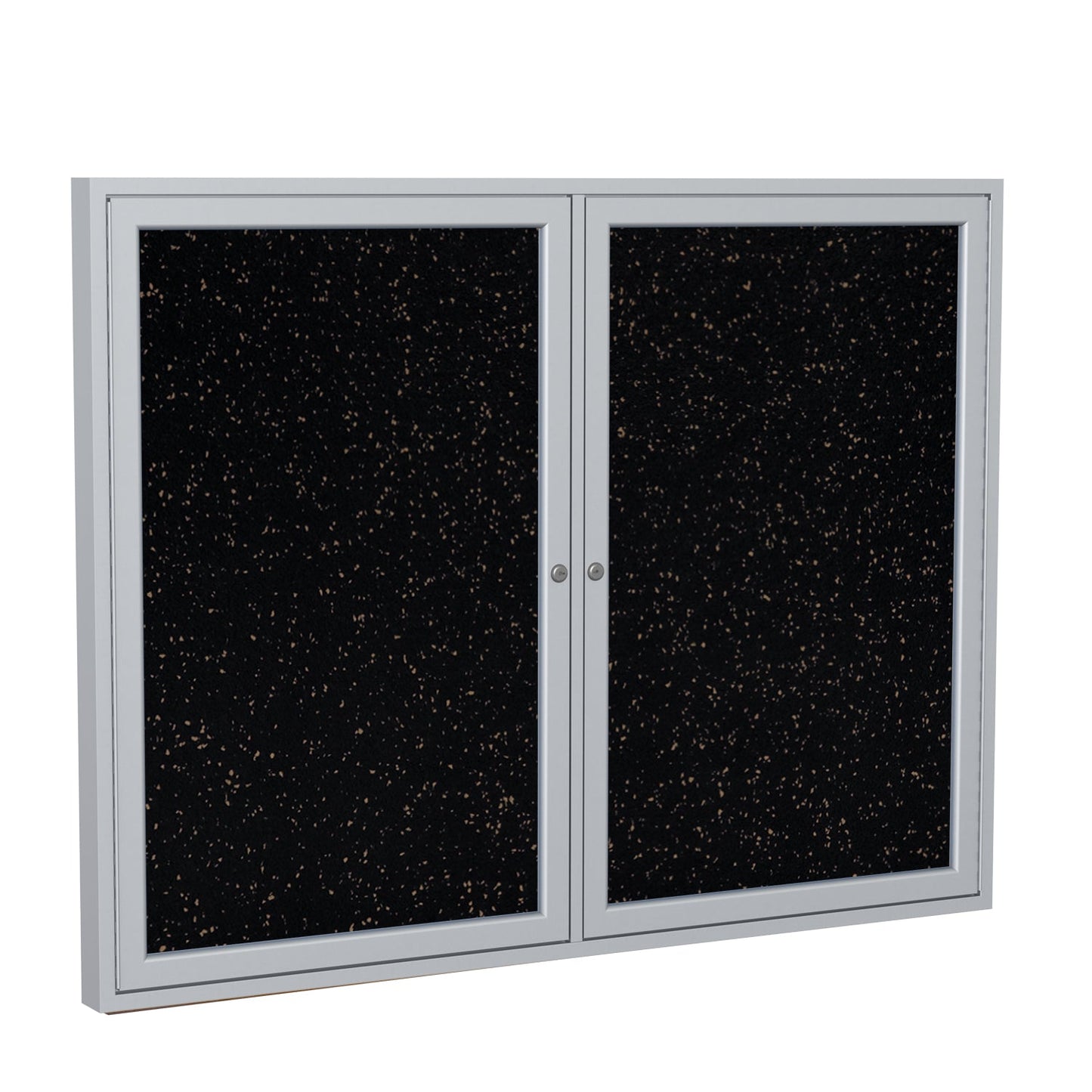 Ghent 2 Door Enclosed Recycled Rubber Bulletin Board, Satin Aluminum Frame, 3'H x 4'W (GHE - PA23648TR - XX) - SchoolOutlet