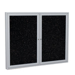Ghent 2 Door Enclosed Recycled Rubber Bulletin Board, Satin Aluminum Frame, 3'H x 4'W (GHE - PA23648TR - XX) - SchoolOutlet