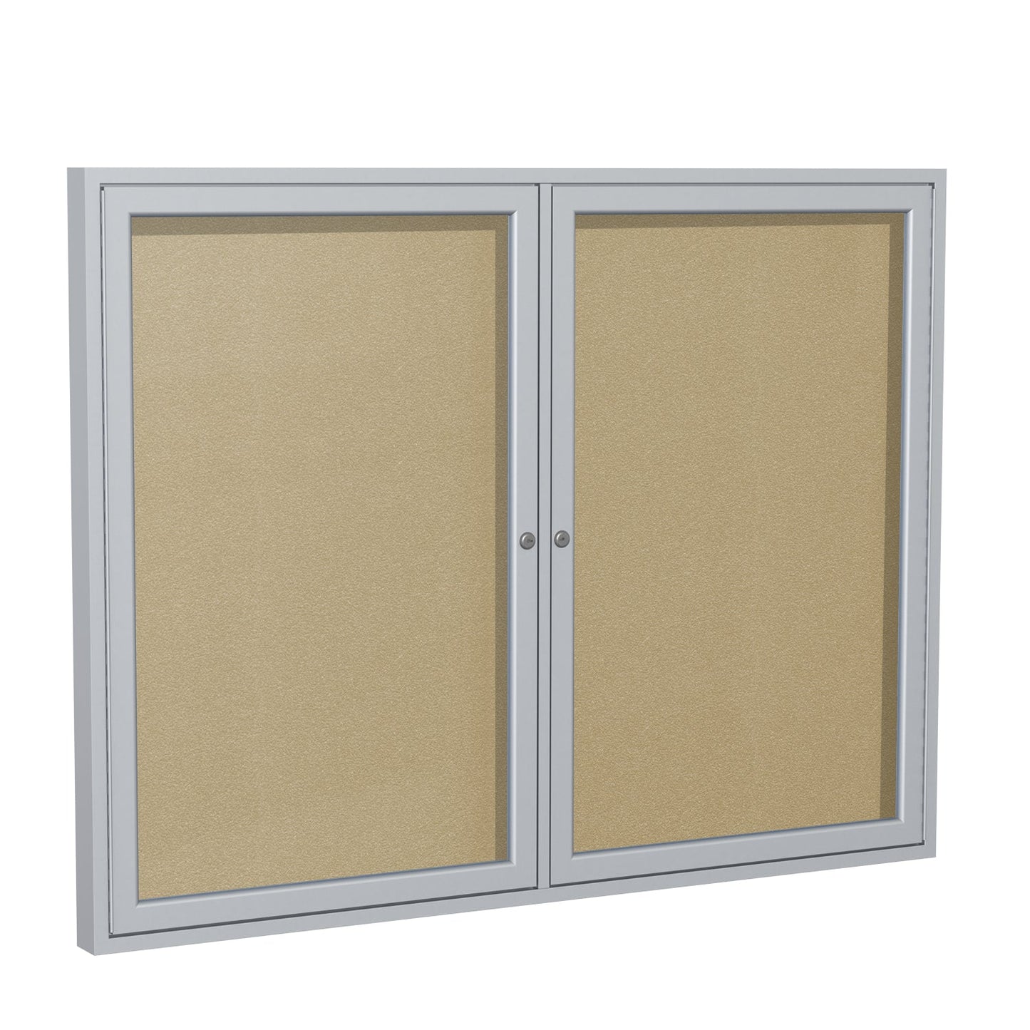 Ghent Indoor/Outdoor Enclosed Vinyl Bulletin Board, Satin Aluminum Frame, 3'H x 4'W, 2 Door (GHE - PA23648VX - XXX) - SchoolOutlet
