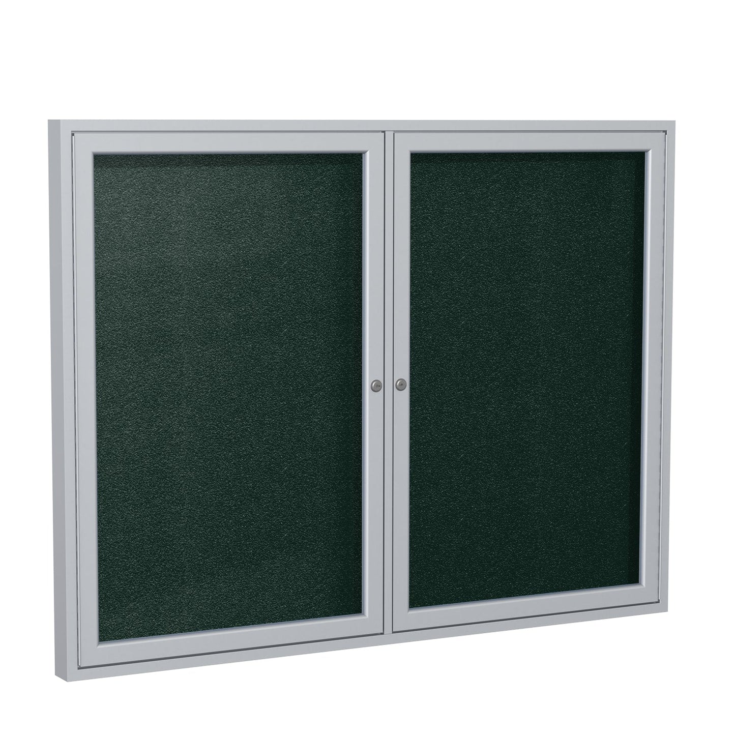 Ghent Indoor/Outdoor Enclosed Vinyl Bulletin Board, Satin Aluminum Frame, 3'H x 4'W, 2 Door (GHE - PA23648VX - XXX) - SchoolOutlet