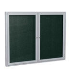 Ghent Indoor/Outdoor Enclosed Vinyl Bulletin Board, Satin Aluminum Frame, 3'H x 4'W, 2 Door (GHE - PA23648VX - XXX) - SchoolOutlet