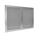 Ghent Indoor/Outdoor Enclosed Vinyl Bulletin Board, Satin Aluminum Frame, 3'H x 4'W, 2 Door (GHE - PA23648VX - XXX) - SchoolOutlet