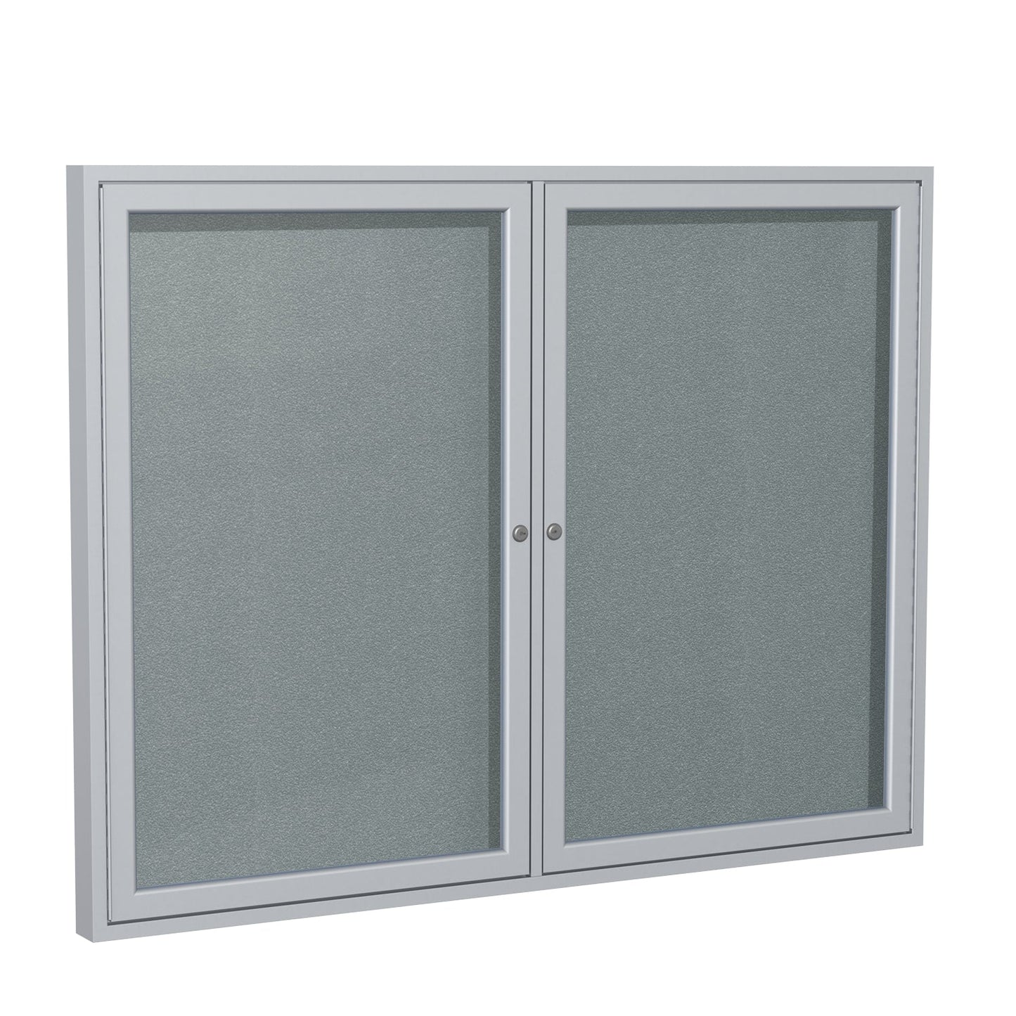 Ghent Indoor/Outdoor Enclosed Vinyl Bulletin Board, Satin Aluminum Frame, 3'H x 4'W, 2 Door (GHE - PA23648VX - XXX) - SchoolOutlet