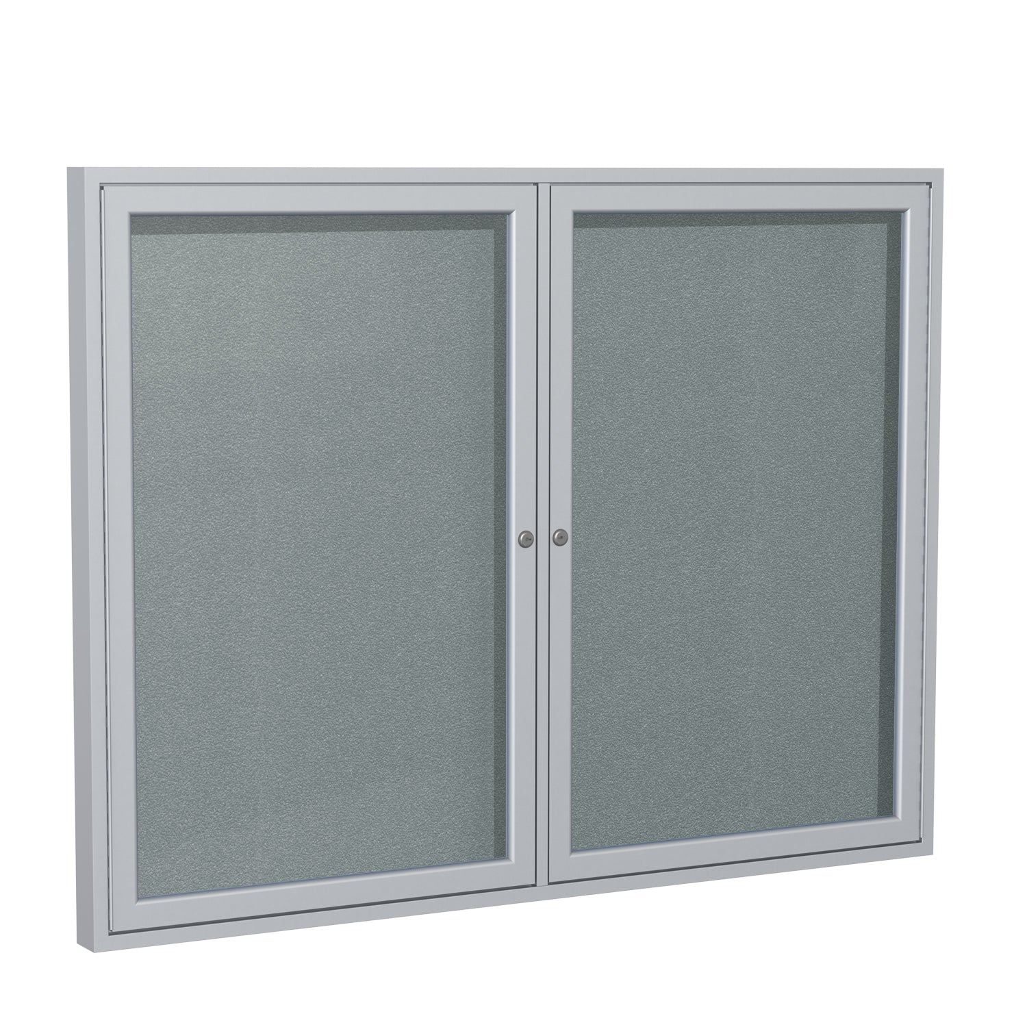 Ghent Indoor/Outdoor Enclosed Vinyl Bulletin Board, Satin Aluminum Frame, 3'H x 4'W, 2 Door (GHE - PA23648VX - XXX) - SchoolOutlet