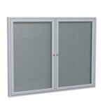 Ghent Indoor/Outdoor Enclosed Vinyl Bulletin Board, Satin Aluminum Frame, 3'H x 4'W, 2 Door (GHE - PA23648VX - XXX) - SchoolOutlet