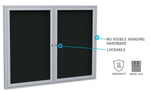 Ghent Indoor/Outdoor Enclosed Vinyl Letter Board, Satin Aluminum Frame, 3'H x 5'W, 2 Door, Black (GHE - PA23660BX - BK) - SchoolOutlet