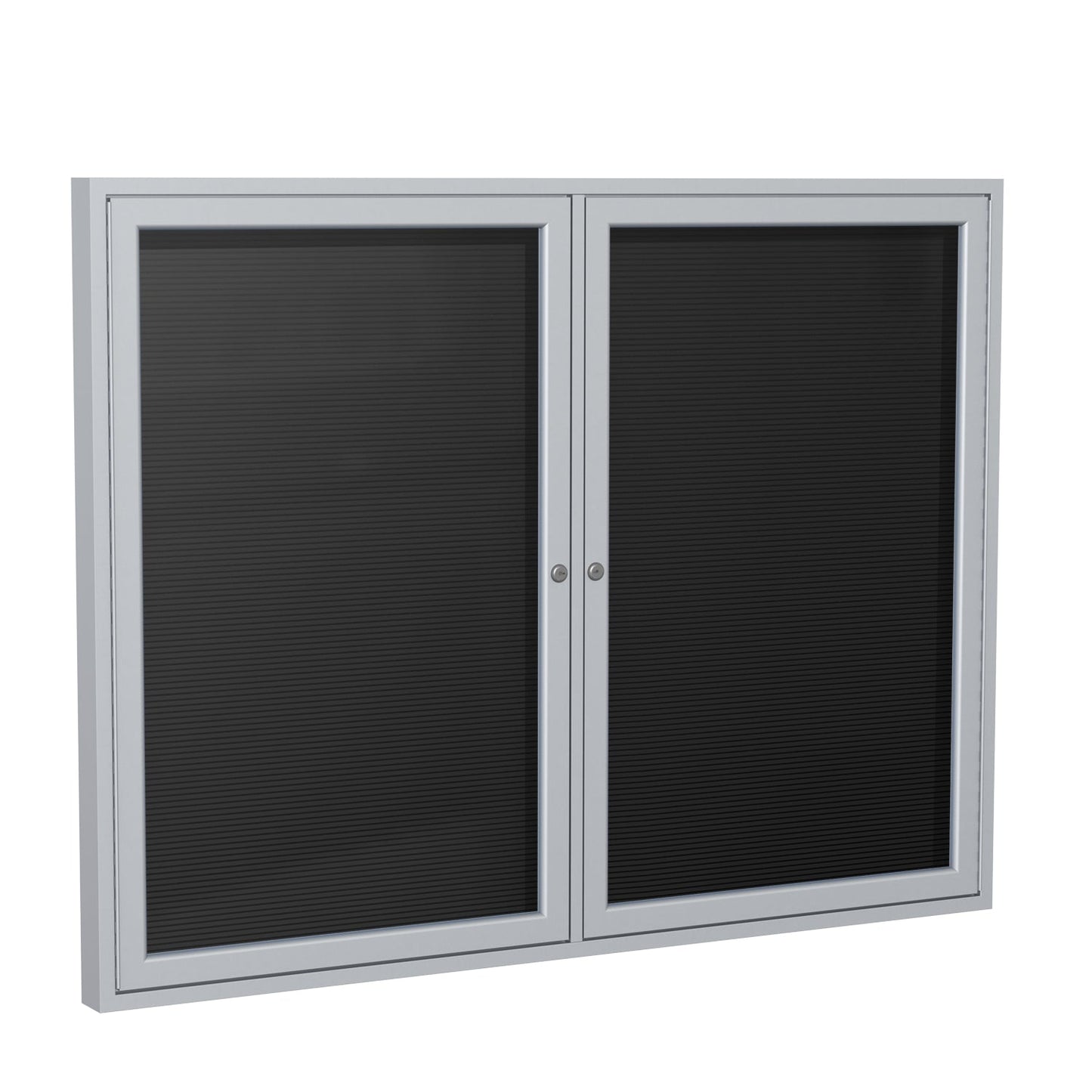 Ghent Indoor/Outdoor Enclosed Vinyl Letter Board, Satin Aluminum Frame, 4'H x 5'W, 2 Door, Black (GHE - PA24860BX - BK) - SchoolOutlet
