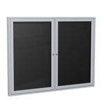 Ghent Indoor/Outdoor Enclosed Vinyl Letter Board, Satin Aluminum Frame, 4'H x 5'W, 2 Door, Black (GHE - PA24860BX - BK) - SchoolOutlet