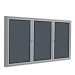Ghent 3 Door Enclosed Fabric Bulletin Board, Satin Aluminum Frame, 3'H x 6'W (GHE - PA33672F - XX) - SchoolOutlet