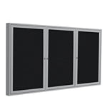 Ghent 3 Door Enclosed Fabric Bulletin Board, Satin Aluminum Frame, 3'H x 6'W (GHE - PA33672F - XX) - SchoolOutlet