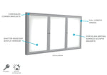 Ghent 3 Door Enclosed Porcelain Whiteboard, Magnetic, Satin Aluminum Frame, 3'H x 6'W (GHE - PA33672M - M1) - SchoolOutlet