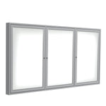 Ghent 3 Door Enclosed Porcelain Whiteboard, Magnetic, Satin Aluminum Frame, 3'H x 6'W (GHE - PA33672M - M1) - SchoolOutlet