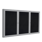 Ghent 3 Door Enclosed Recycled Rubber Bulletin Board, Satin Aluminum Frame, 3'H x 6'W (GHE - PA33672TR - XX) - SchoolOutlet