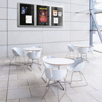Ghent 3 Door Enclosed Recycled Rubber Bulletin Board, Satin Aluminum Frame, 3'H x 6'W (GHE - PA33672TR - XX) - SchoolOutlet