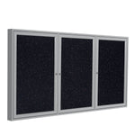Ghent 3 Door Enclosed Recycled Rubber Bulletin Board, Satin Aluminum Frame, 3'H x 6'W (GHE - PA33672TR - XX) - SchoolOutlet