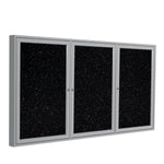 Ghent 3 Door Enclosed Recycled Rubber Bulletin Board, Satin Aluminum Frame, 3'H x 6'W (GHE - PA33672TR - XX) - SchoolOutlet