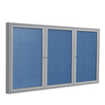 Ghent Indoor/Outdoor Enclosed Vinyl Bulletin Board, Satin Aluminum Frame, 3'H x 6'W, 3 Door (GHE - PA33672VX - XXX) - SchoolOutlet