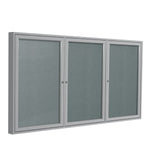 Ghent Indoor/Outdoor Enclosed Vinyl Bulletin Board, Satin Aluminum Frame, 3'H x 6'W, 3 Door (GHE - PA33672VX - XXX) - SchoolOutlet