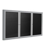 Ghent Indoor/Outdoor Enclosed Vinyl Letter Board, Satin Aluminum Frame, 4'H x 6'W, 3 Door, Black (GHE - PA34872BX - BK) - SchoolOutlet