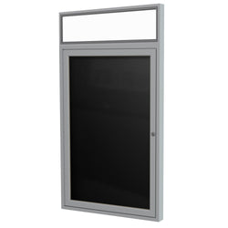 Ghent Indoor/Outdoor Enclosed Vinyl Letter Board, Headliner Frame, Satin Aluminum, 3'H x 3'W, 1 Door, Black (GHE-PABX4-BK)