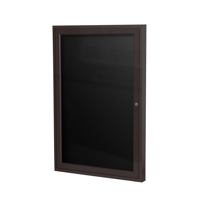 Ghent Indoor/Outdoor Enclosed Vinyl Letter Board, Bronze Aluminum Frame, 3'H x 2'W, 1 Door, Black (GHE - PB13624BX - BK) - SchoolOutlet