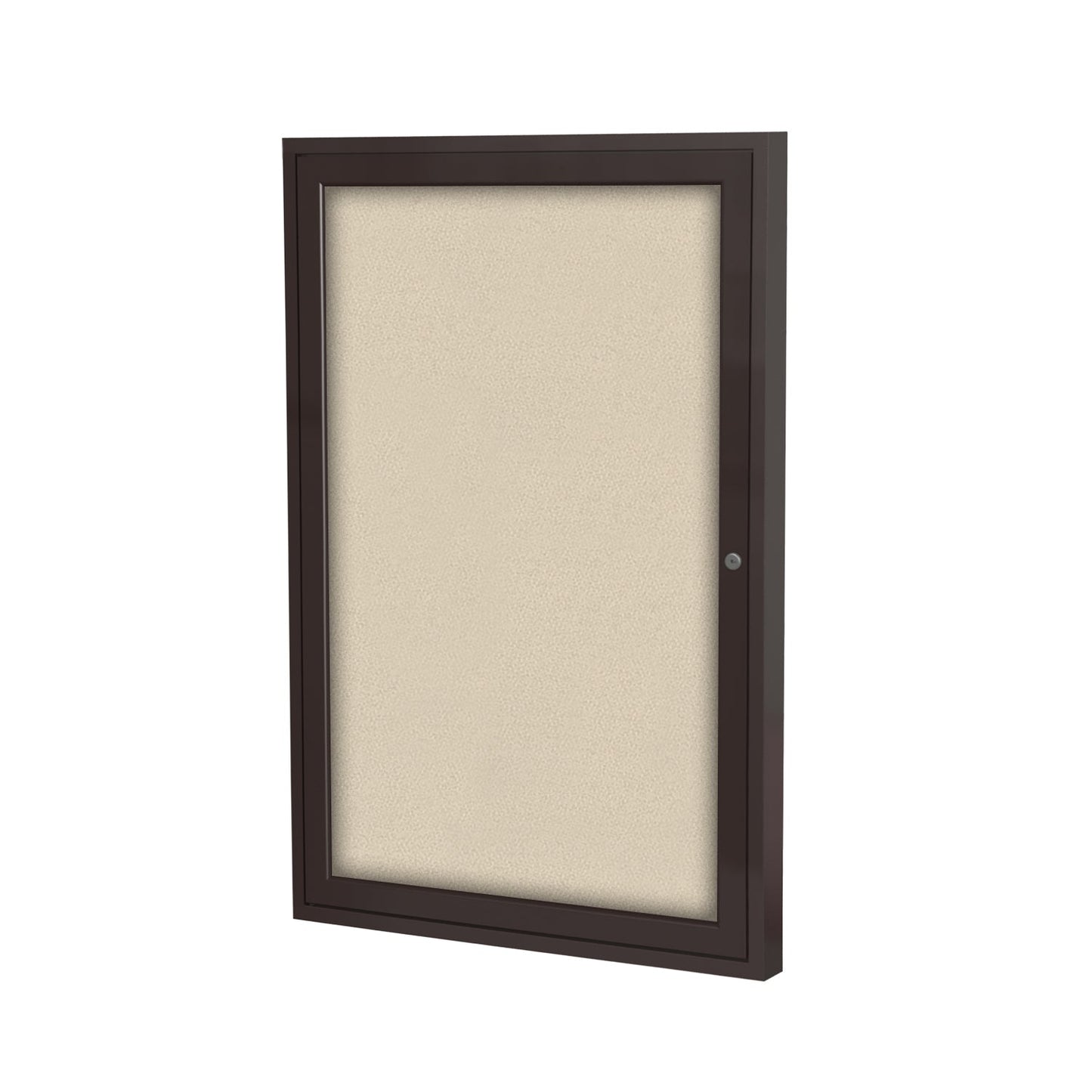 Ghent 1 Door Enclosed Fabric Bulletin Board, Bronze Aluminum Frame, 3'H x 2'W (GHE - PB13624F - XX) - SchoolOutlet