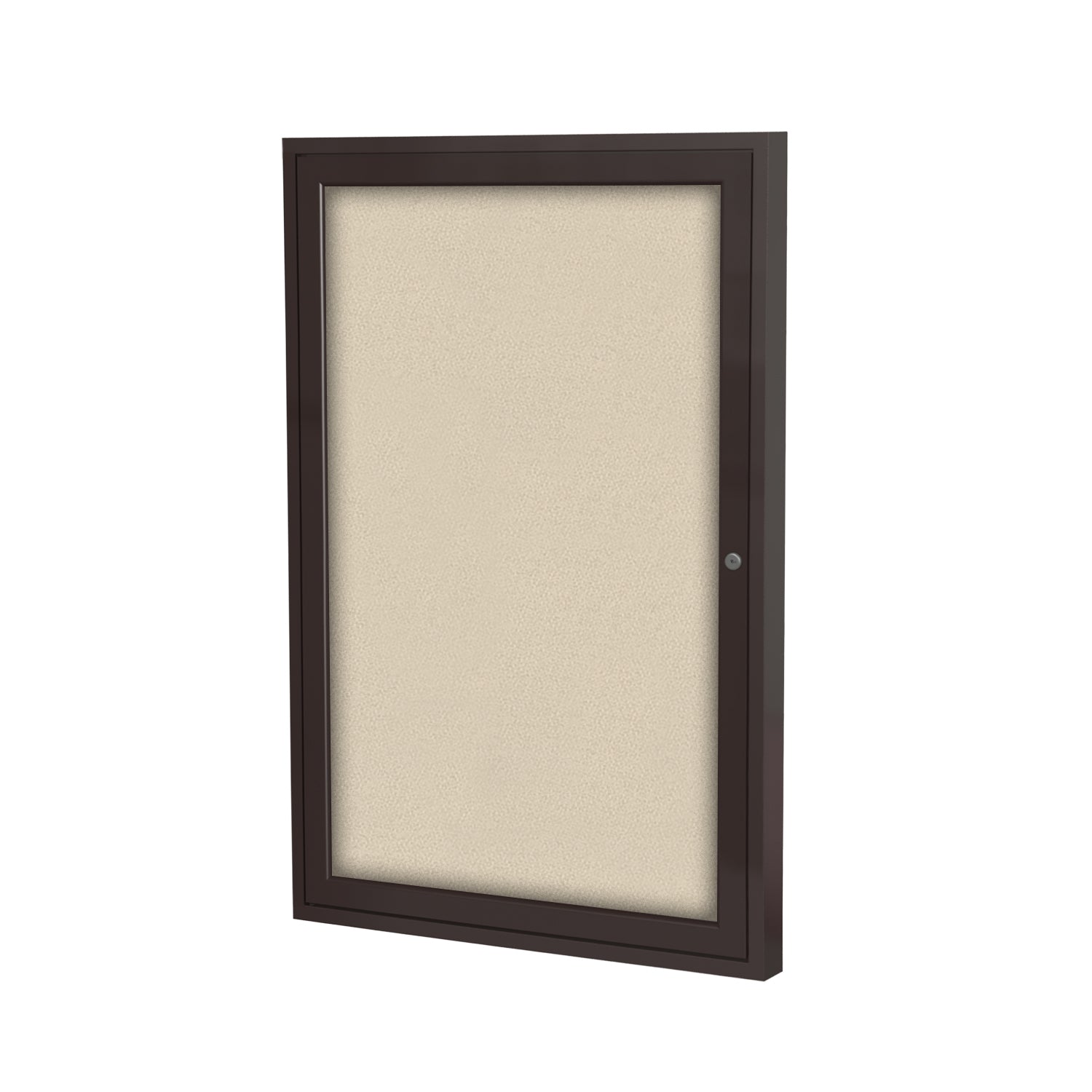 Ghent 1 Door Enclosed Fabric Bulletin Board, Bronze Aluminum Frame, 3'H x 2'W (GHE - PB13624F - XX) - SchoolOutlet