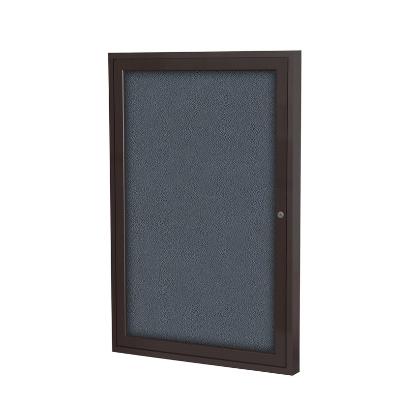 Ghent 1 Door Enclosed Fabric Bulletin Board, Bronze Aluminum Frame, 3'H x 2'W (GHE - PB13624F - XX) - SchoolOutlet