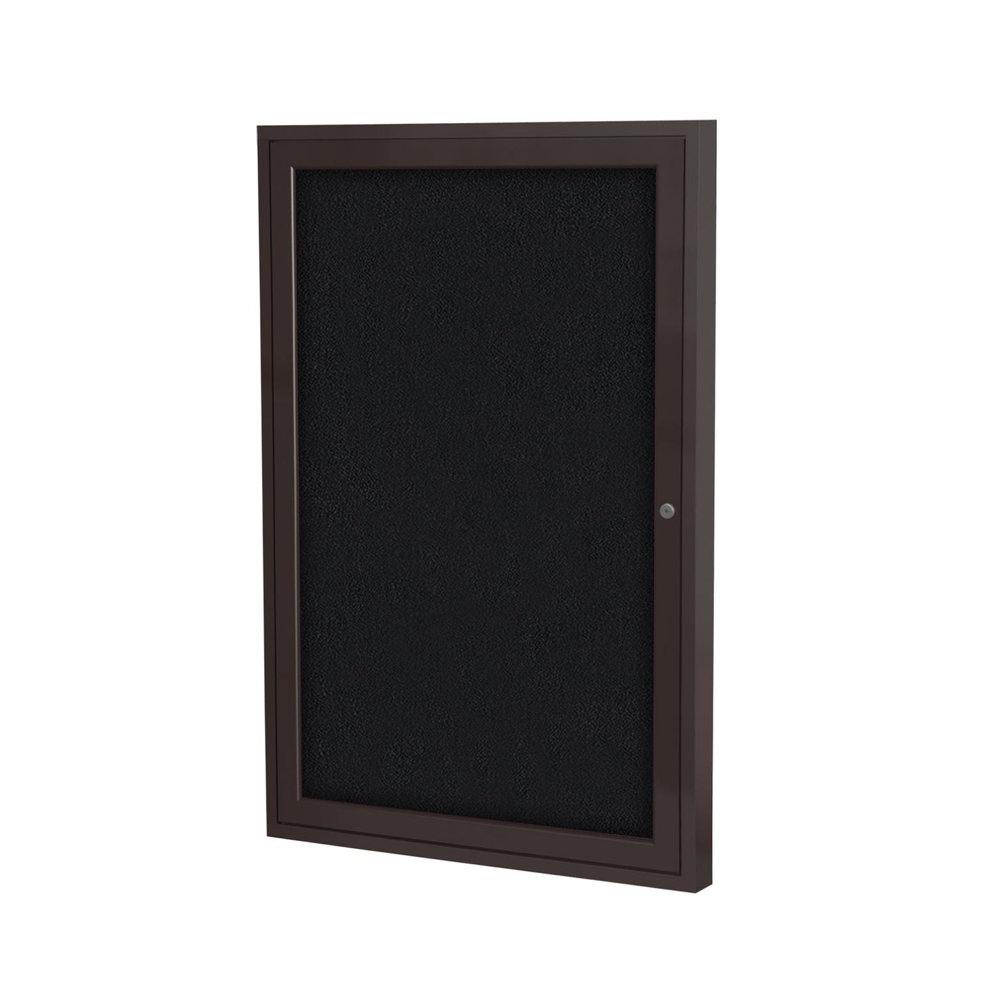 Ghent 1 Door Enclosed Fabric Bulletin Board, Bronze Aluminum Frame, 3'H x 2'W (GHE - PB13624F - XX) - SchoolOutlet