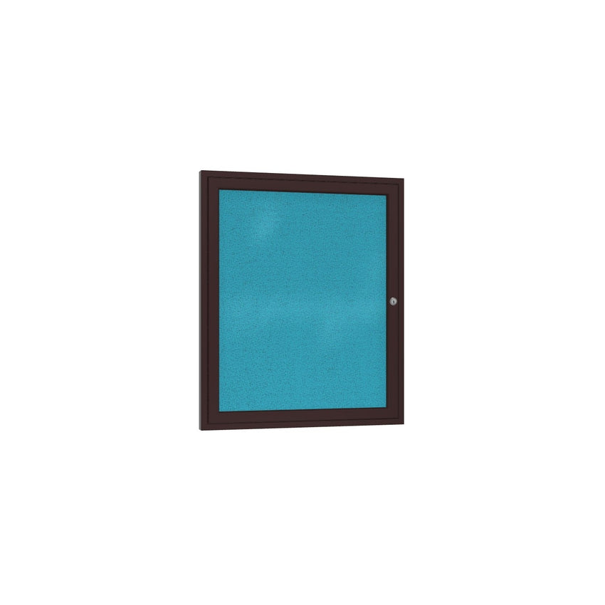 Ghent 1 Door Enclosed Fabric Bulletin Board, Bronze Aluminum Frame, 3'H x 2'W (GHE - PB13624F - XX) - SchoolOutlet