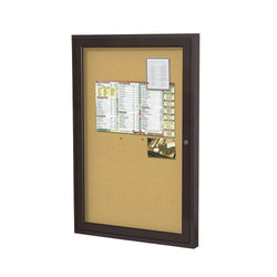 Ghent 1 Door Enclosed Natural Cork Bulletin Board, Bronze Aluminum Frame, 3'H x 2'W (GHE-PB13624K)