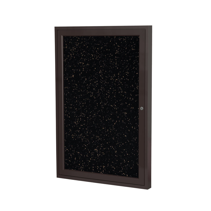 Ghent 1 Door Enclosed Recycled Rubber Bulletin Board, Bronze Aluminum Frame, 3'H x 2'W (GHE - PB13624TR - XX) - SchoolOutlet