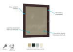 Ghent Indoor/Outdoor Enclosed Vinyl Bulletin Board, Bronze Aluminum Frame, 3'H x 2'W, 1 Door (GHE - PB13624VX - XXX) - SchoolOutlet