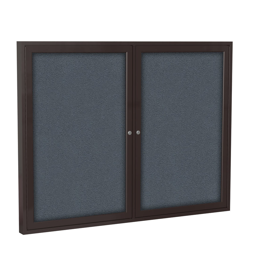 Ghent 2 Door Enclosed Fabric Bulletin Board, Bronze Aluminum Frame, 3'H x 4'W (GHE - PB23648F - XX) - SchoolOutlet