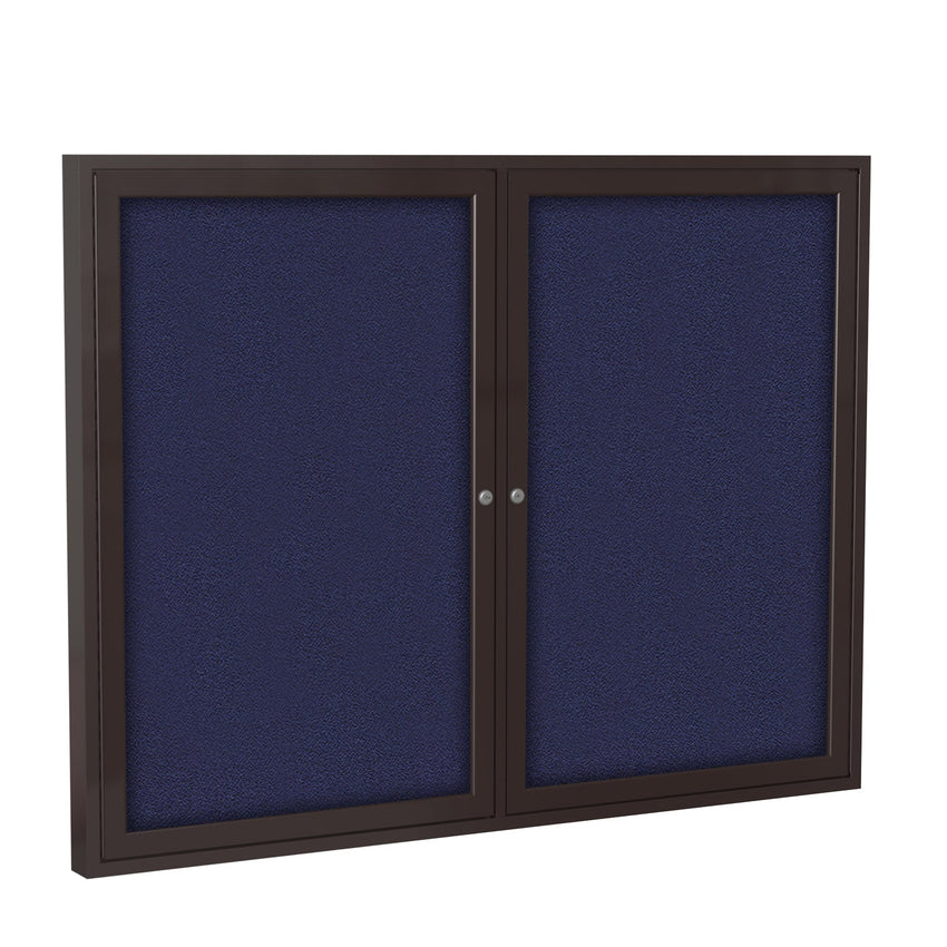 Ghent 2 Door Enclosed Fabric Bulletin Board, Bronze Aluminum Frame, 3'H x 4'W (GHE - PB23648F - XX) - SchoolOutlet