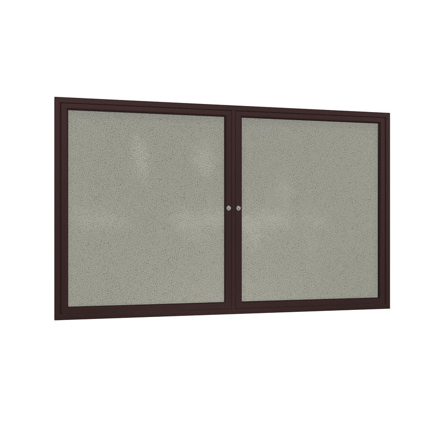 Ghent 2 Door Enclosed Fabric Bulletin Board, Bronze Aluminum Frame, 3'H x 4'W (GHE - PB23648F - XX) - SchoolOutlet