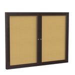 Ghent 2 Door Enclosed Natural Cork Bulletin Board, Bronze Aluminum Frame, 3'H x 4'W (GHE - PB23648K) - SchoolOutlet