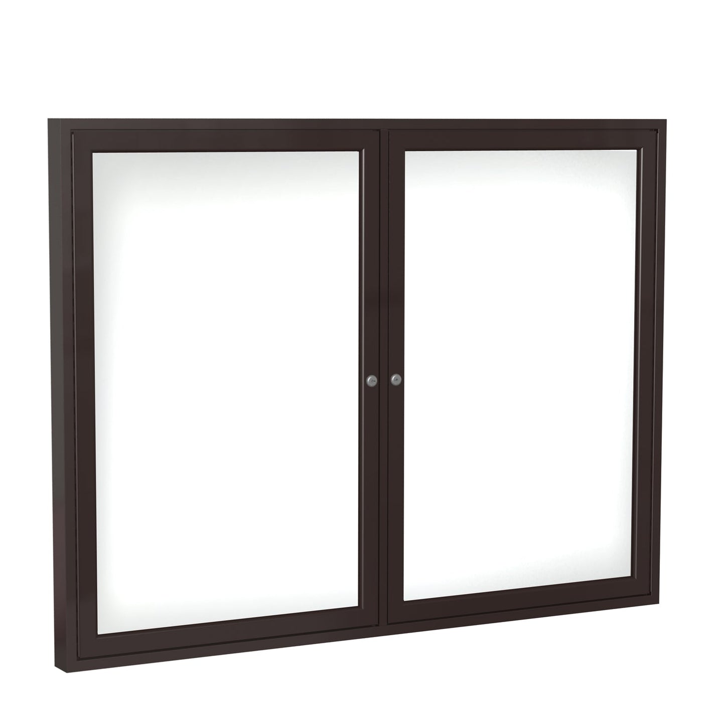 Ghent 2 Door Enclosed Porcelain Whiteboard, Magnetic, Bronze Frame, 3'H x 4'W (GHE - PB23648M - M1) - SchoolOutlet