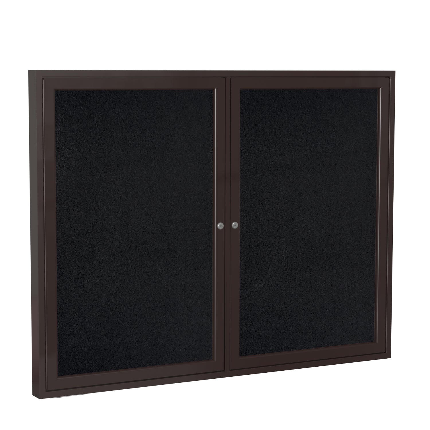 Ghent 2 Door Enclosed Recycled Rubber Bulletin Board, Bronze Aluminum Frame, 3'H x 4'W (GHE - PB23648TR - XX) - SchoolOutlet