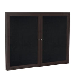 Ghent 2 Door Enclosed Recycled Rubber Bulletin Board, Bronze Aluminum Frame, 3'H x 4'W (GHE-PB23648TR-XX)