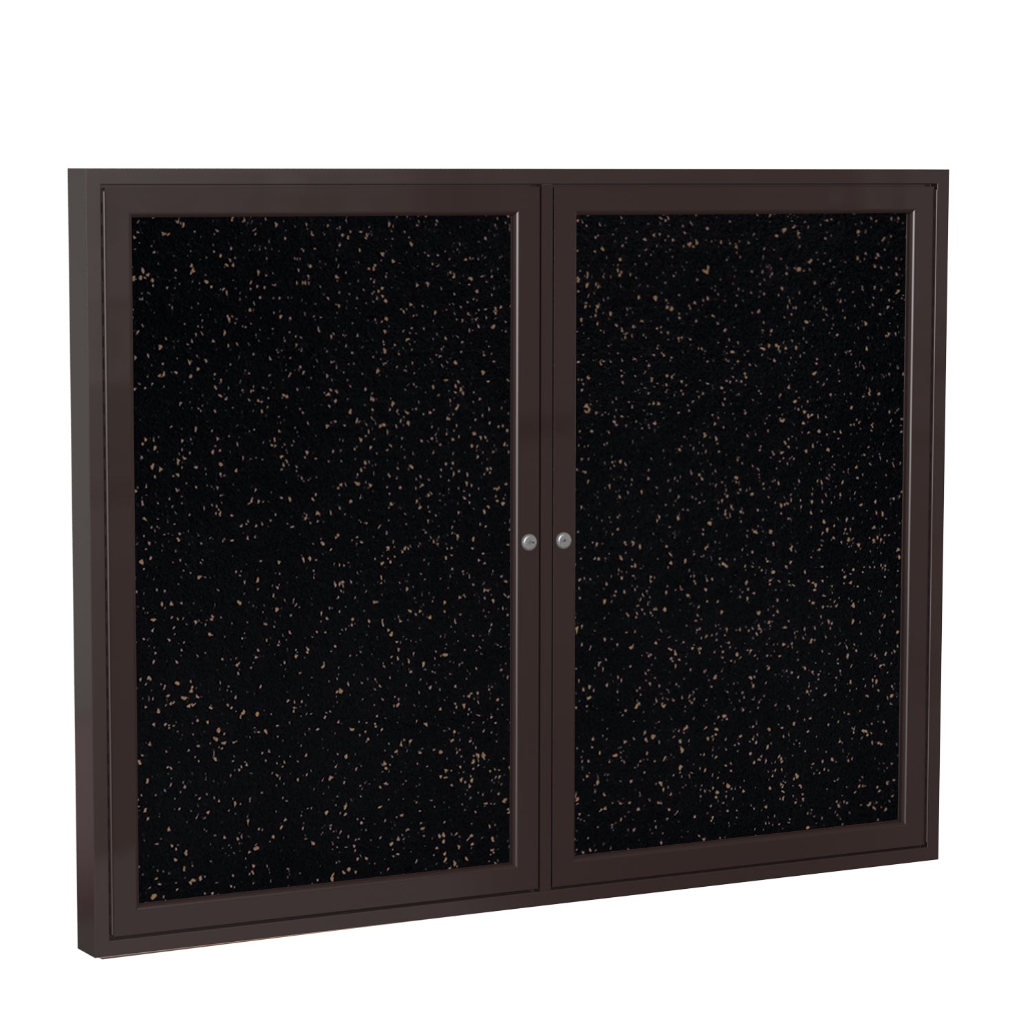Ghent 2 Door Enclosed Recycled Rubber Bulletin Board, Bronze Aluminum Frame, 3'H x 4'W (GHE - PB23648TR - XX) - SchoolOutlet