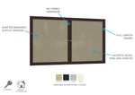 Ghent Indoor/Outdoor Enclosed Vinyl Bulletin Board, Bronze Aluminum Frame, 3'H x 4'W, 2 Door (GHE - PB23648VX - XXX) - SchoolOutlet