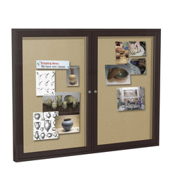 Ghent Indoor/Outdoor Enclosed Vinyl Bulletin Board, Bronze Aluminum Frame, 3'H x 4'W, 2 Door (GHE-PB23648VX-XXX)