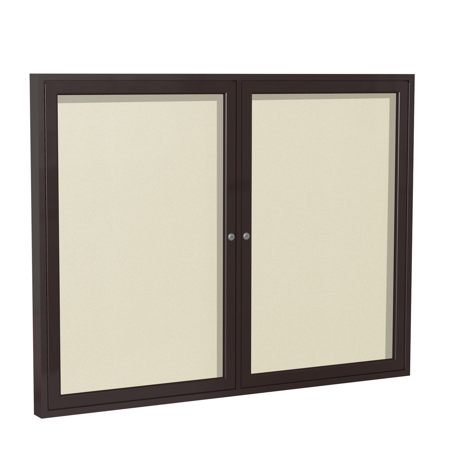 Ghent Indoor/Outdoor Enclosed Vinyl Bulletin Board, Bronze Aluminum Frame, 3'H x 4'W, 2 Door (GHE - PB23648VX - XXX) - SchoolOutlet