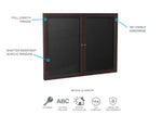 Ghent Indoor/Outdoor Enclosed Vinyl Letter Board, Bronze Aluminum Frame, 3'H x 5'W, 2 Door, Black (GHE - PB23660BX - BK) - SchoolOutlet