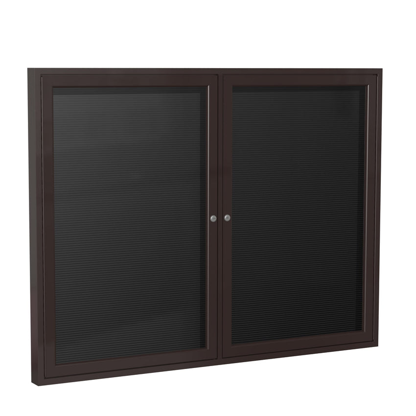 Ghent Indoor/Outdoor Enclosed Vinyl Letter Board, Bronze Aluminum Frame, 4'H x 5'W, 2 Door, Black (GHE - PB24860BX - BK) - SchoolOutlet