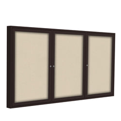 Ghent 3 Door Enclosed Fabric Bulletin Board, Bronze Aluminum Frame, 3'H x 6'W (GHE-PB33672F-XX)