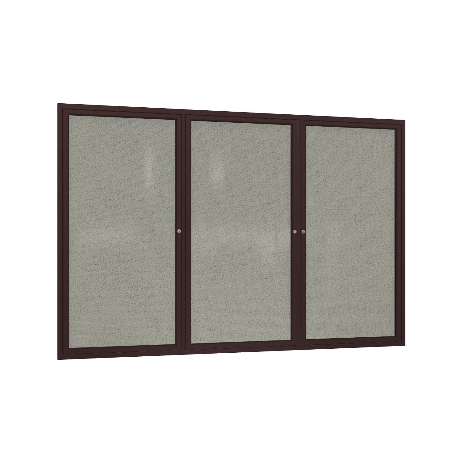 Ghent 3 Door Enclosed Fabric Bulletin Board, Bronze Aluminum Frame, 3'H x 6'W (GHE - PB33672F - XX) - SchoolOutlet